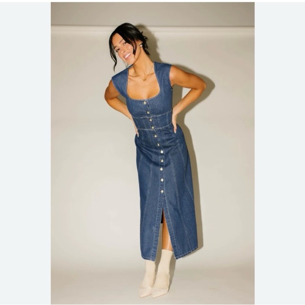 Madewell Denim Midi Dress with Button Detail